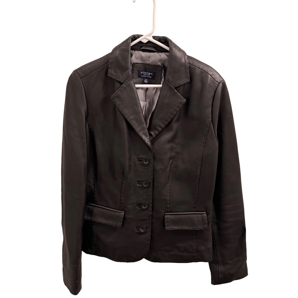 Sonoma Women's Black 100% Lambskin Leather Jacket